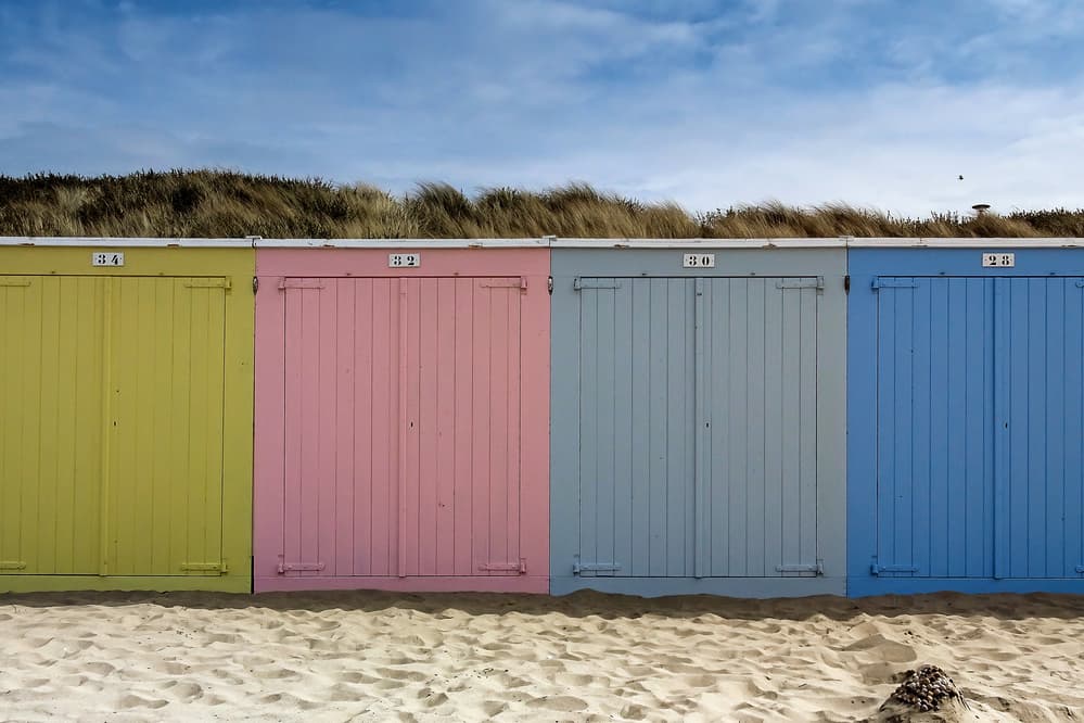 Colorful Beach Huts by Henk van Maastricht — canvas wall art