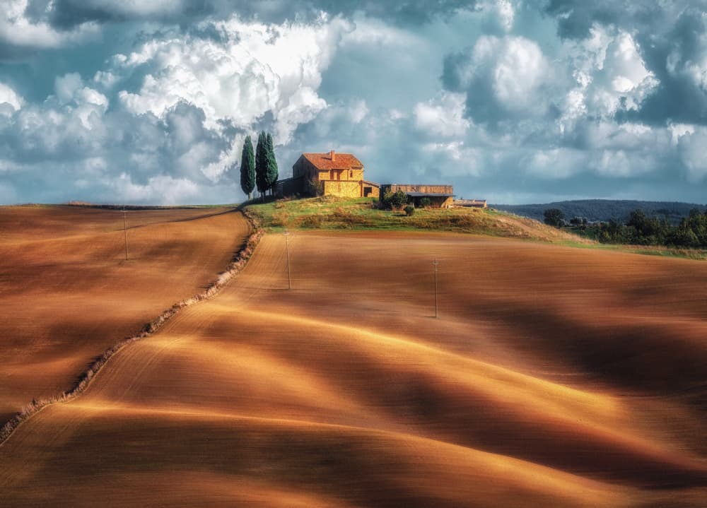 Golden Farmhouse Hills by Leechee Z — canvas wall art