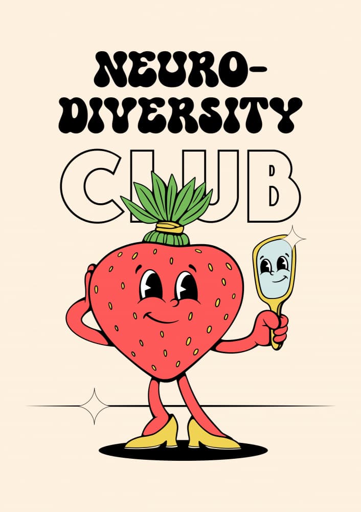 Neurodiversity Club Strawberry by Alina Shulhouskaya — canvas wall art
