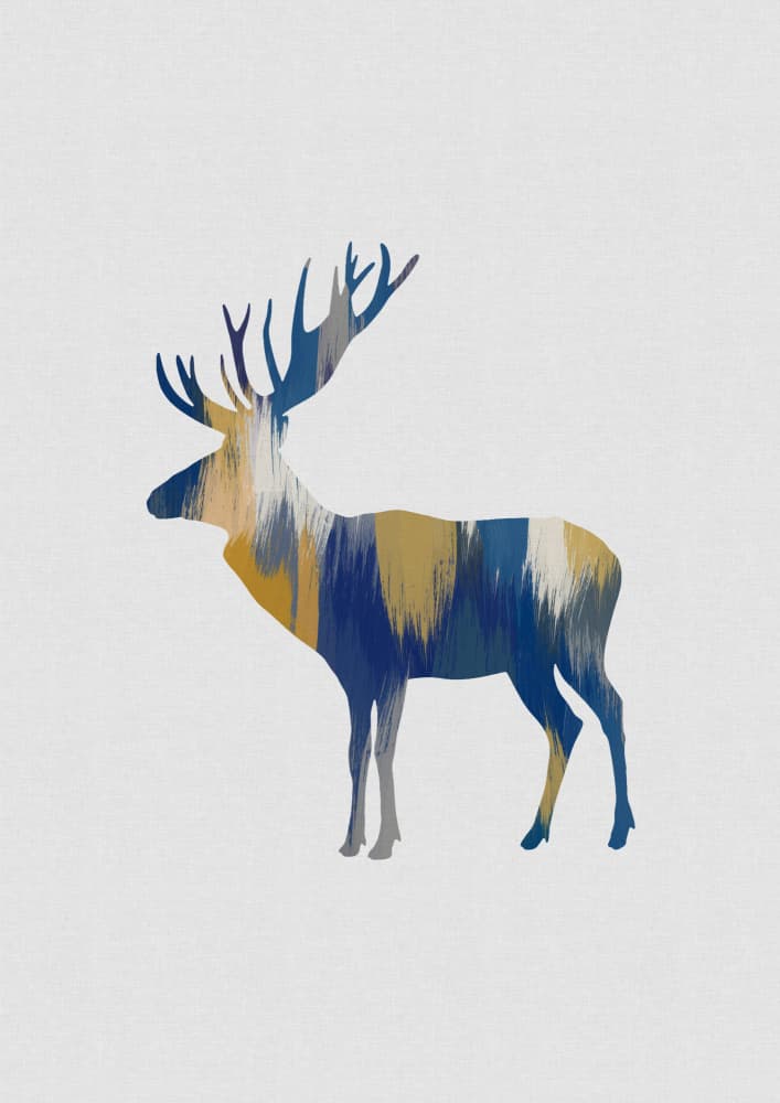 Golden Blue Stag by Orara Studio — canvas wall art