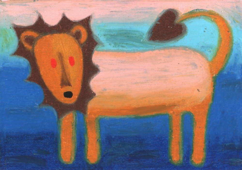Whimsical Blue Lion by Kulik — canvas wall art