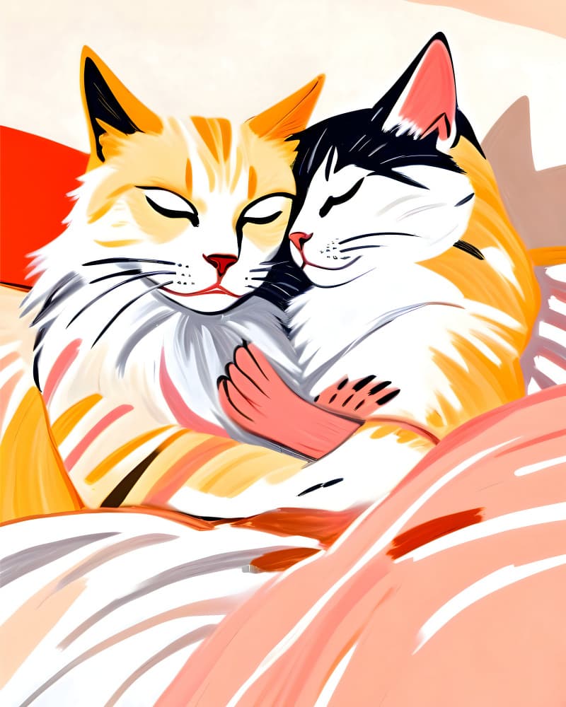 **Cuddling Sweet Cats** by Uma Gokhale — canvas wall art