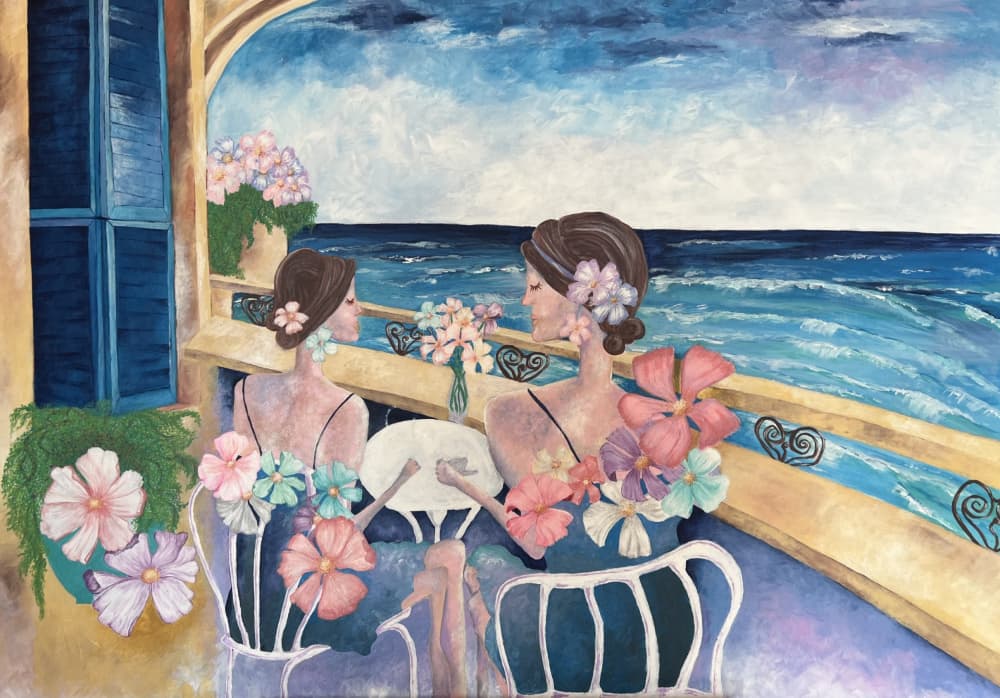 Mediterranean Ocean Balcony by Augustus Caelthorne — canvas wall art