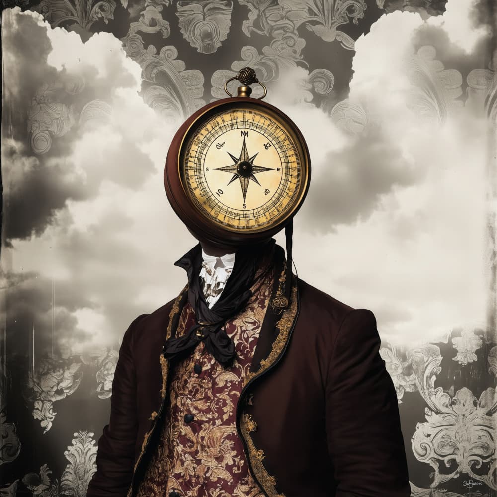 Steampunk Compass Head by Sue Skellern — canvas wall art