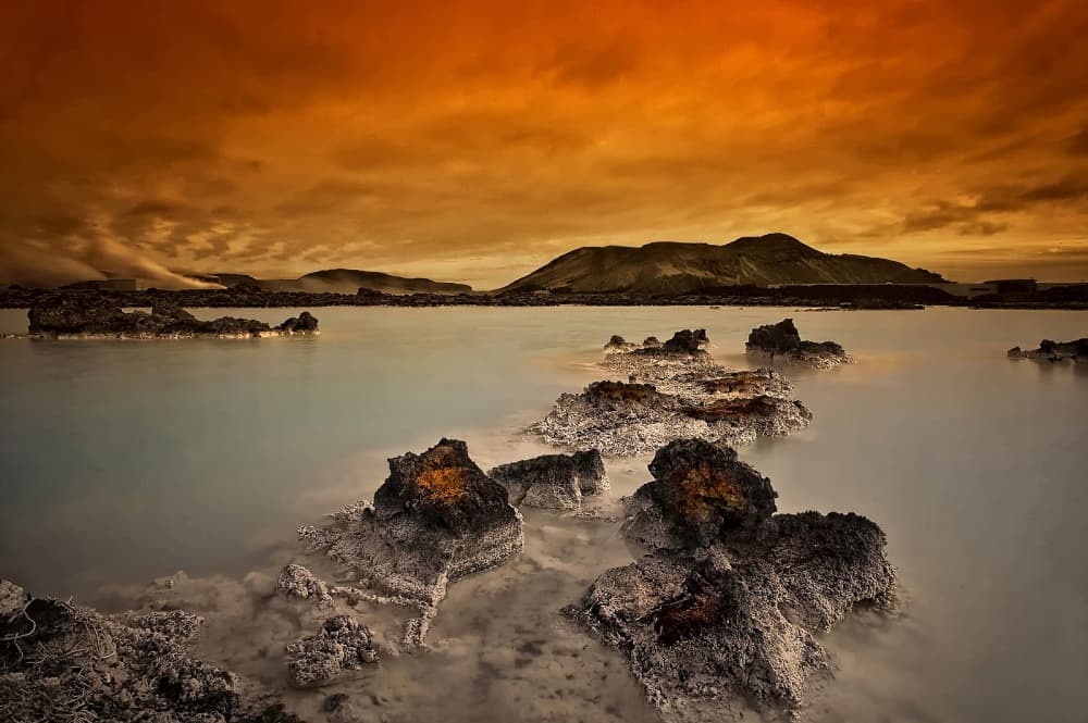 Dramatic Orange Sky Lagoon by Þorsteinn H. Ingibergsson — canvas wall art
