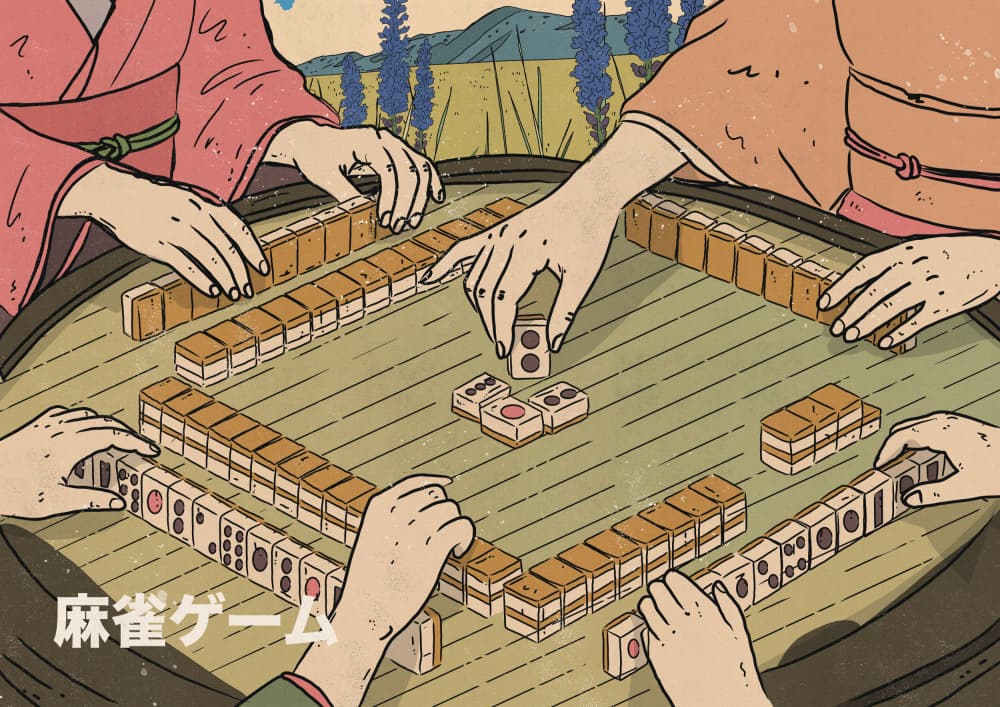 Japanese Mahjong Players by Nicholas — canvas wall art