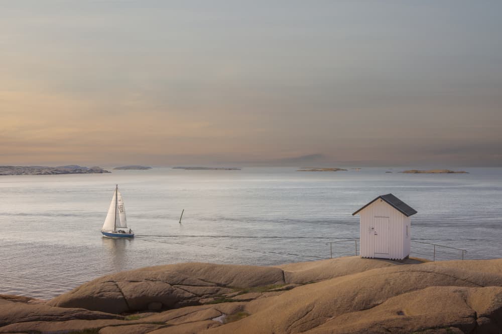 Peaceful Coastal Sailboat View by Clas Gustafson PRO — canvas wall art
