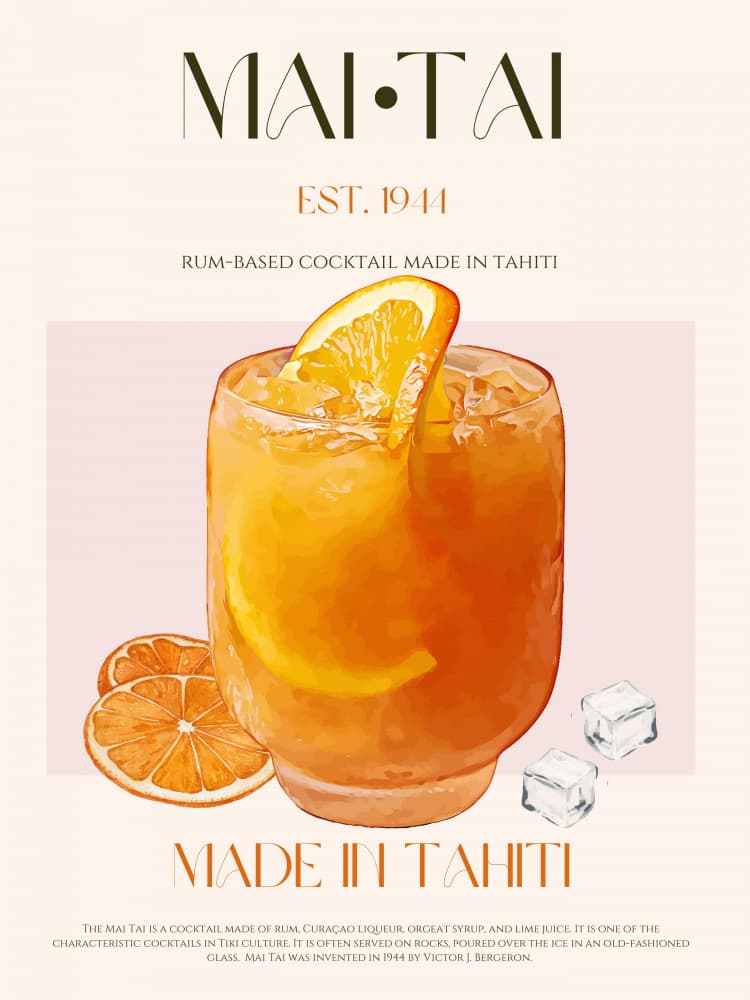 Refreshing Mai Tai Cocktail by Nazma Khokhar — canvas wall art