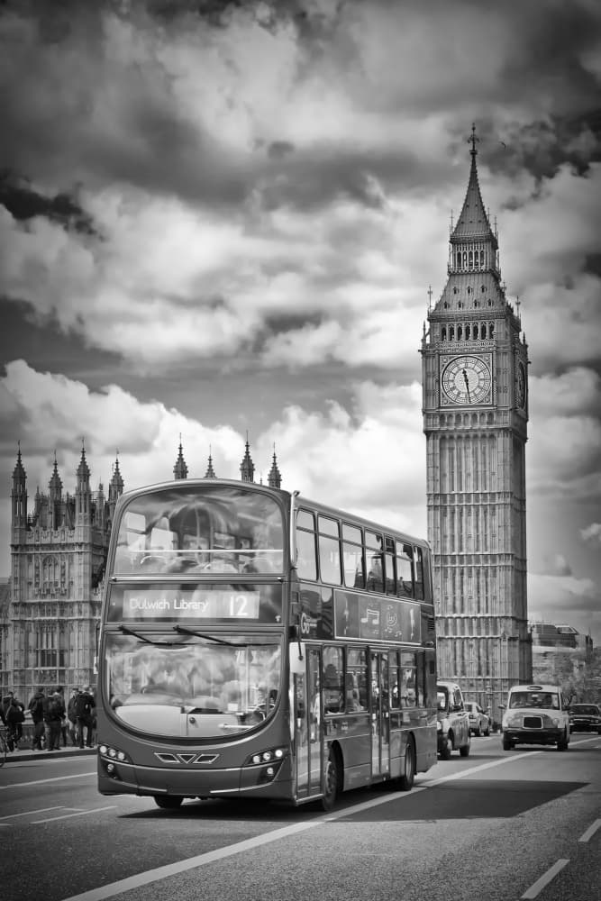 London Bus Big Ben by Melanie Viola — canvas wall art