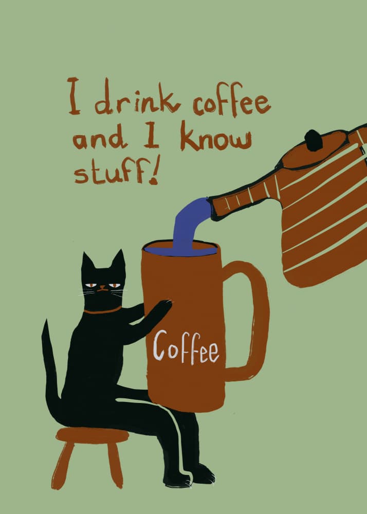 Smart Cat Coffee by Sharyn Bursic — canvas wall art