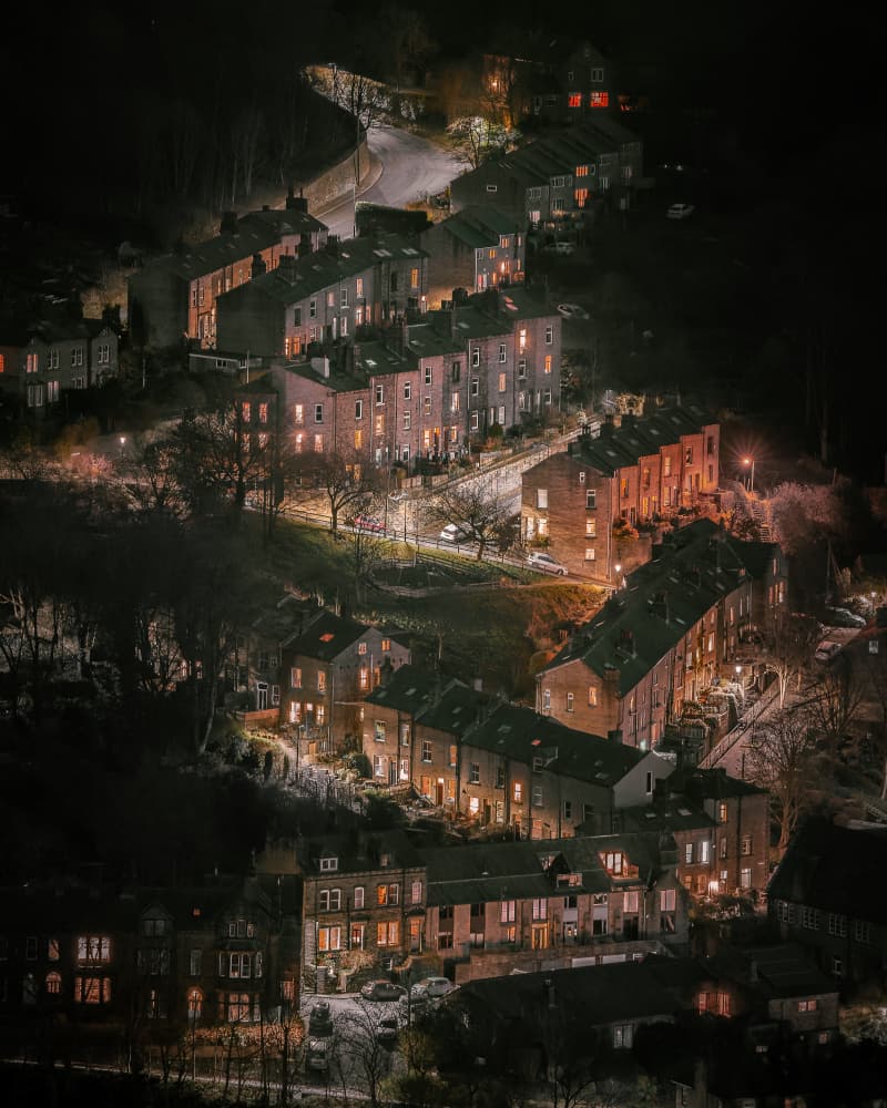 Glowing Terraced Homes by Francis Wilson — canvas wall art