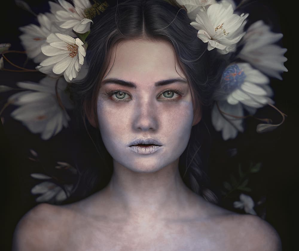 Ethereal Floral Portrait by Oren Hayman — canvas wall art