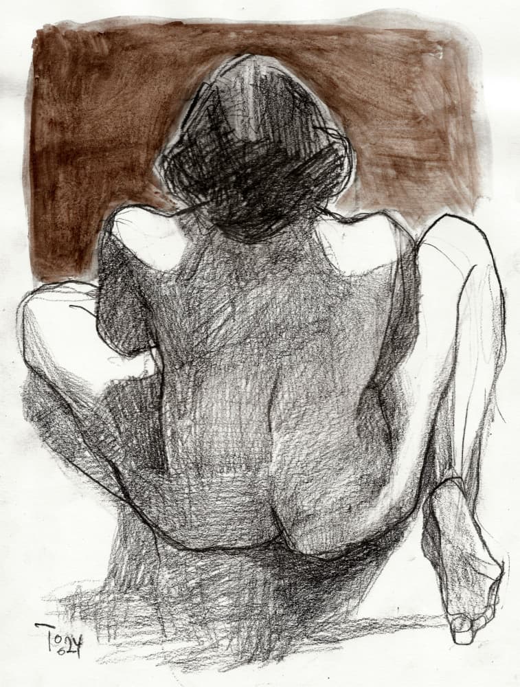 Seated Woman Sketch by Tore Bahnson — canvas wall art