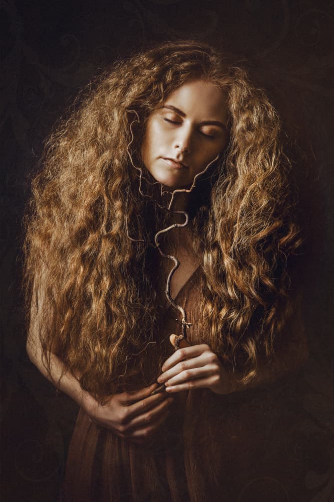 Dreamy Curly Haired Woman by Ruslan Bolgov — canvas wall art