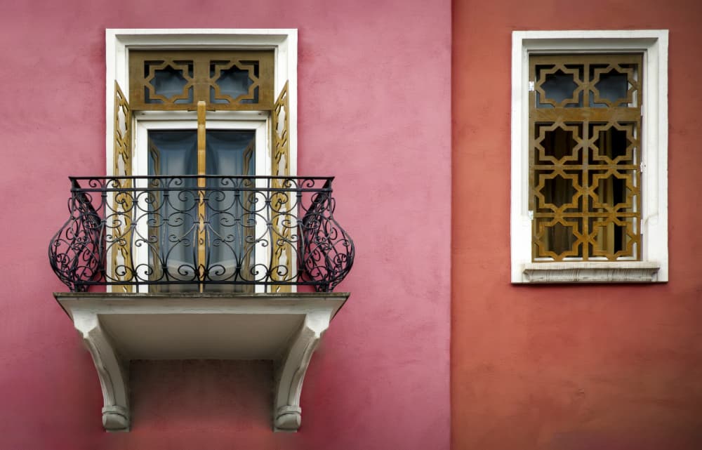 Pink Balcony Gold Details by Stephan Rückert — canvas wall art