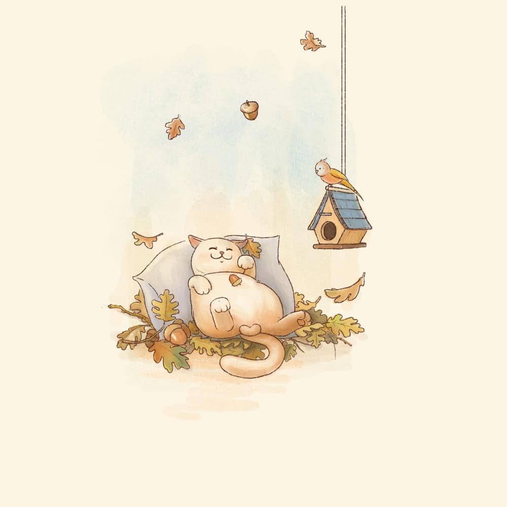 Cozy Autumn Cat by Xuan Thai — canvas wall art