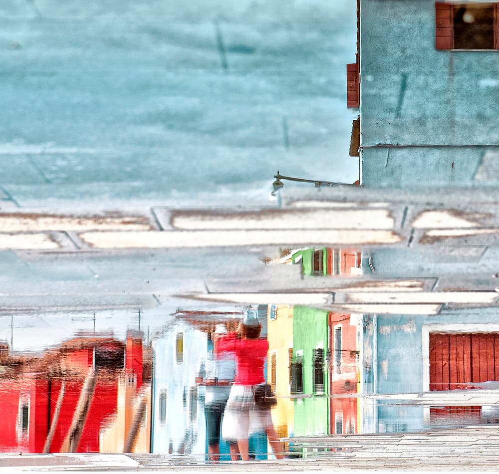 Vibrant Burano Reflection by Krisztina Lacz — canvas wall art