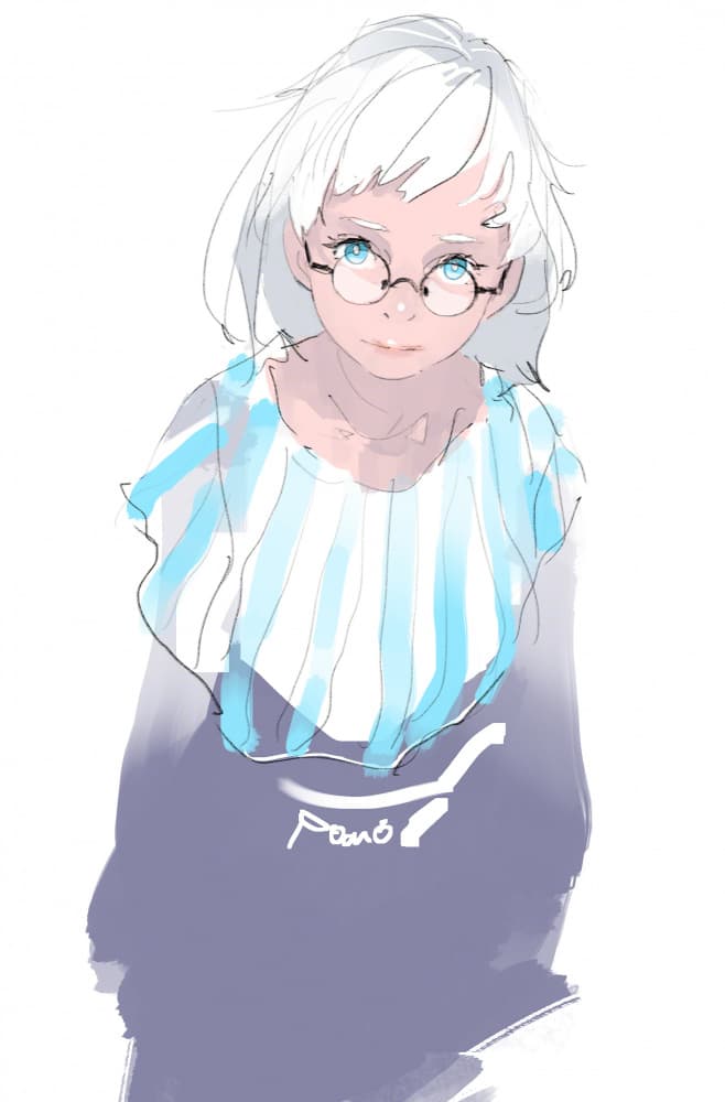 Anime Girl With Glasses by pomodorosa — canvas wall art
