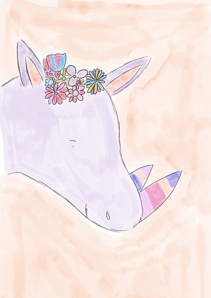 Cute Rhino Floral Crown by Sarah Manovski — canvas wall art