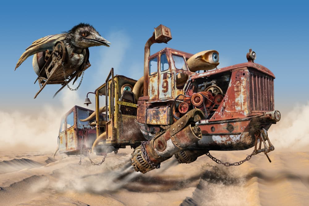 Steampunk Desert Flight by Radoslav Penchev — canvas wall art