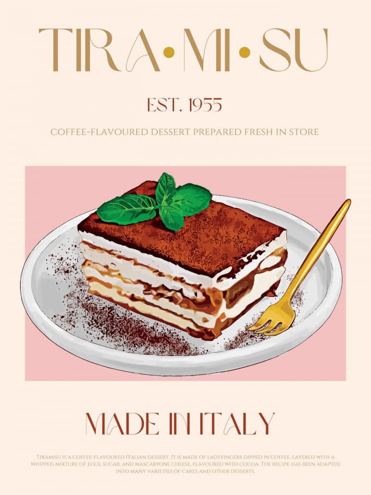Classic Tiramisu Dessert by Nazma Khokhar — canvas wall art
