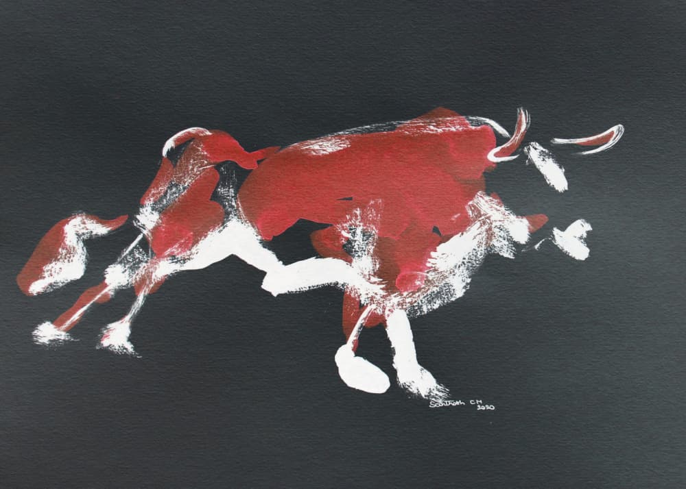 Charging Red Bull by Santhosh ch — canvas wall art