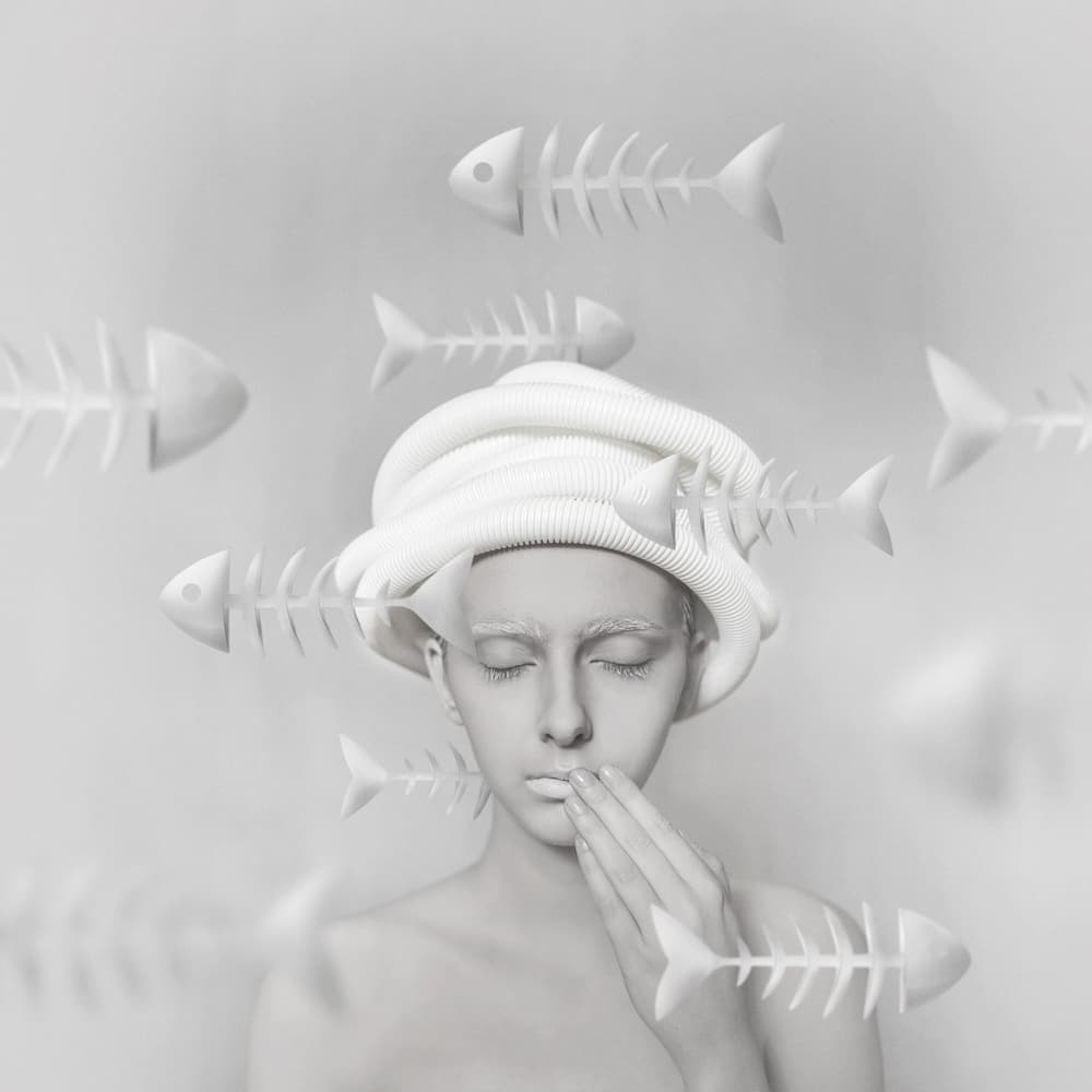 Ethereal Fish Skeletons by hardibudi — canvas wall art