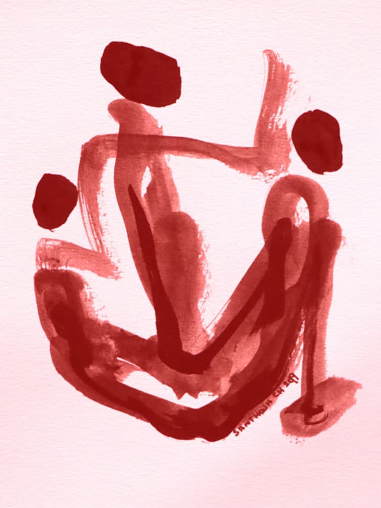 Connected Red Figures by Santhosh ch — canvas wall art