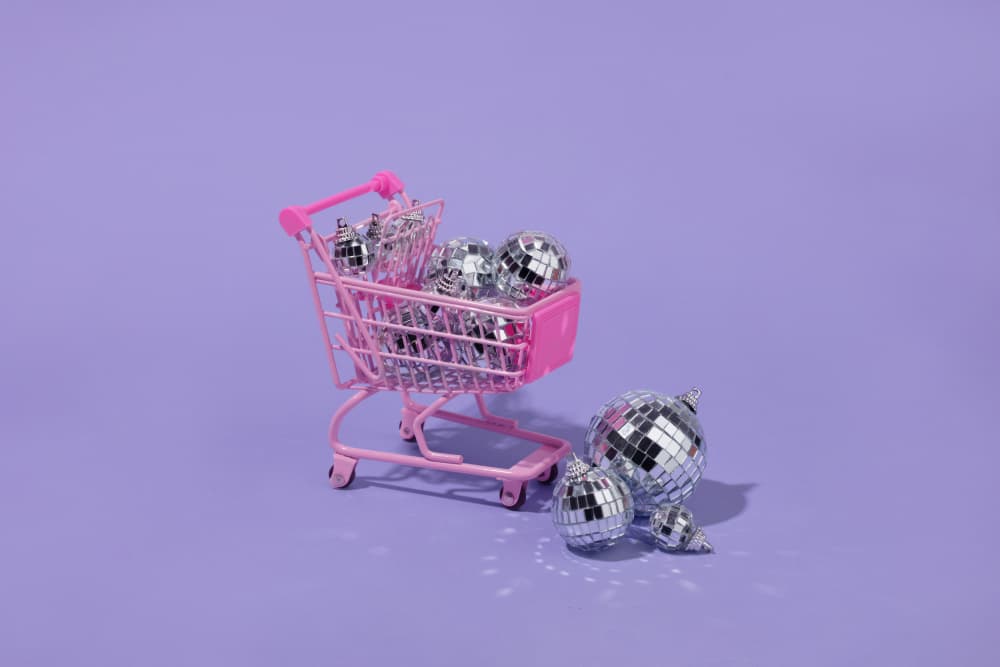Pink Cart Disco Balls by Julia Ramiro — canvas wall art