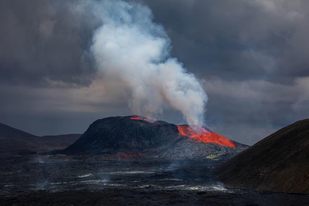 Fiery Volcano Eruption by Dennis Zhang — canvas wall art