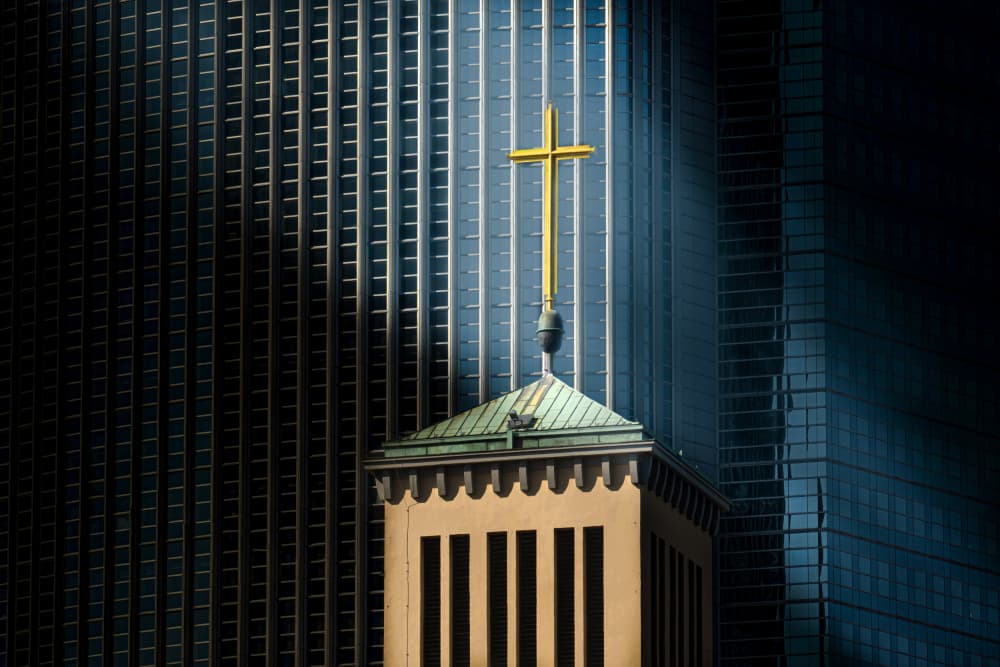 Golden Cross Cityscape by Stephan Rückert — canvas wall art