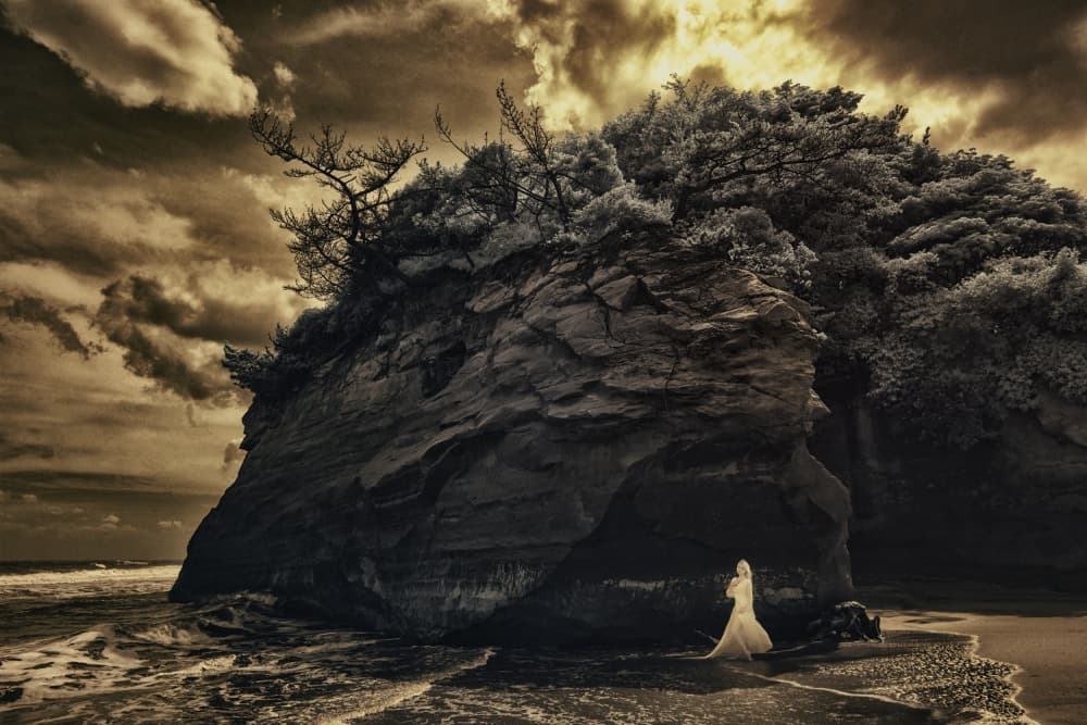 Ethereal Cliff Solitude by KOIKI — canvas wall art