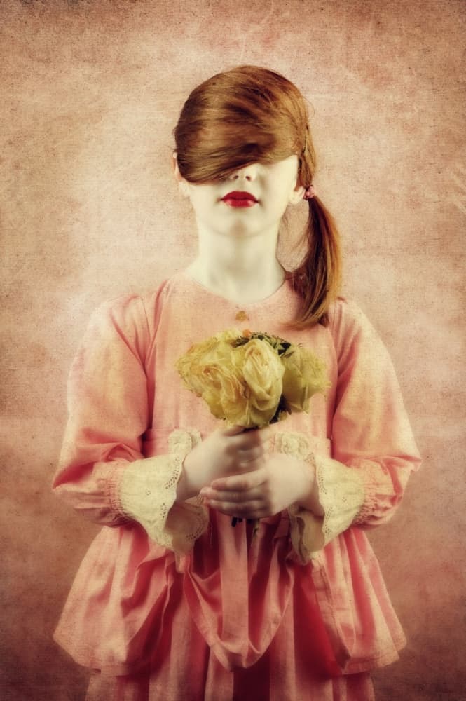 Girl With Hidden Eyes by Monika Vanhercke — canvas wall art