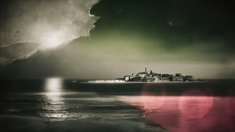 Moonlit Island Town by Cicero Spin — canvas wall art