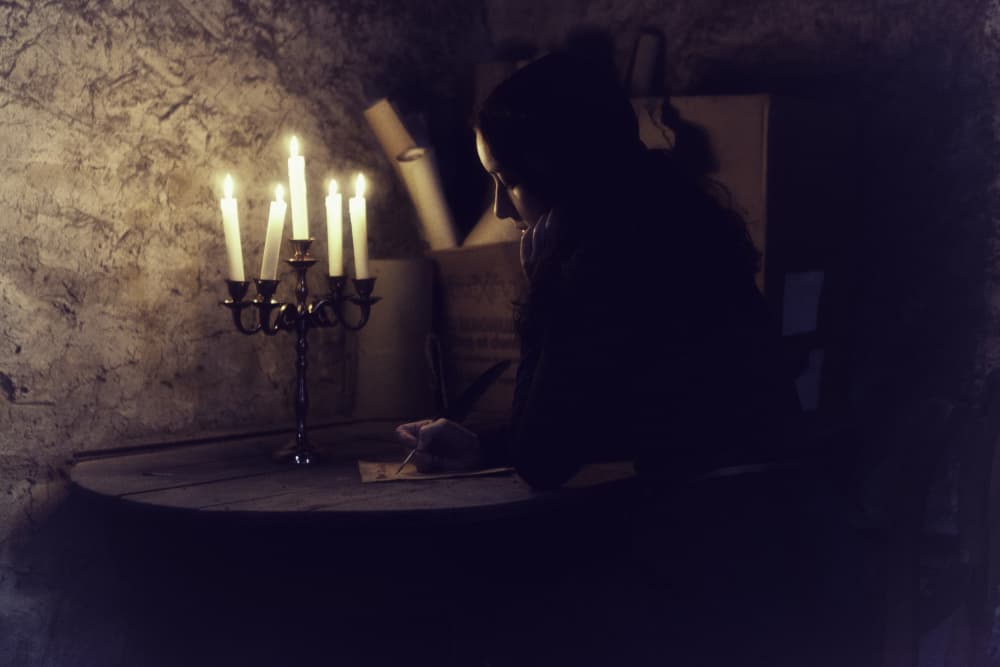 Candlelit Writer by Georgios Bero — canvas wall art