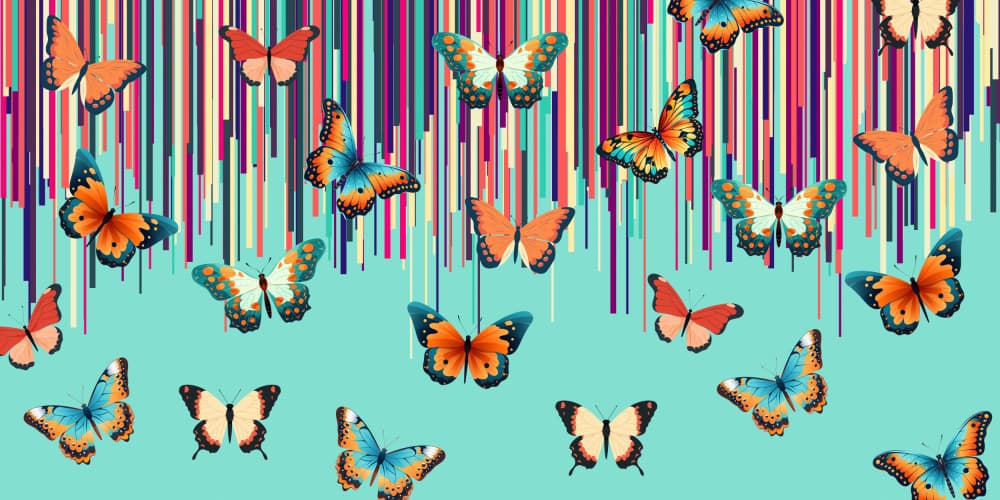 Vibrant Butterflies with Stripes by Sue Skellern — canvas wall art