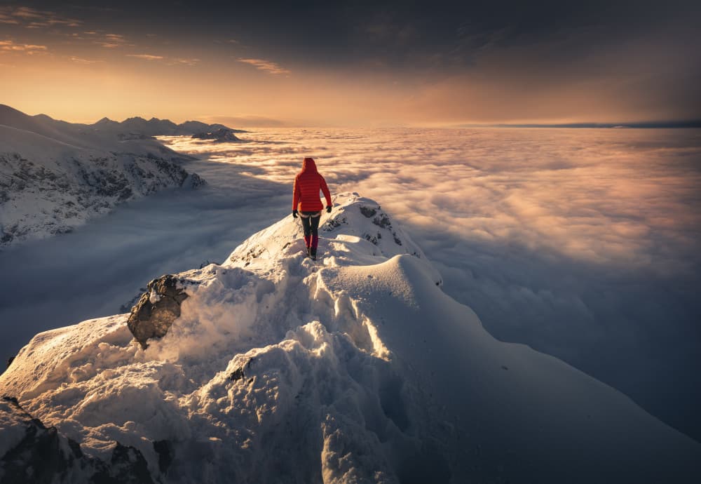 Hiker On Golden Ridge by Karol Nienartowicz — canvas wall art