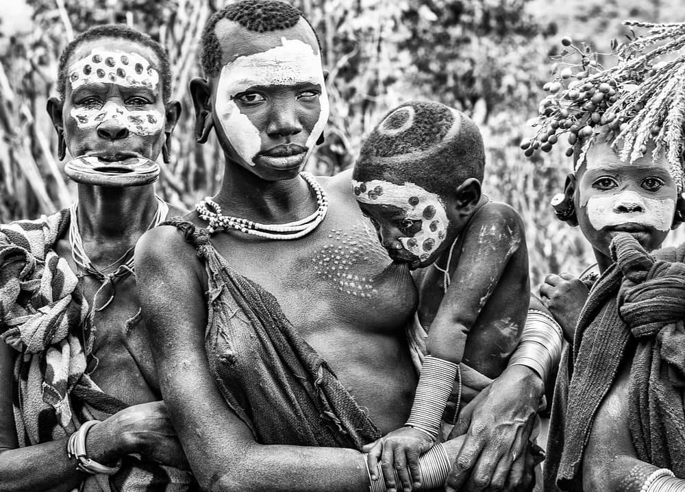 Ethiopian Tribal Family by Joxe Inazio Kuesta Garmendia — canvas wall art