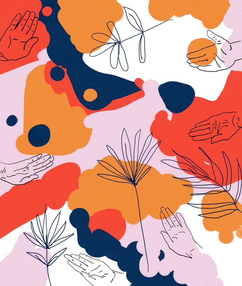 Hands Among Abstract Botanicals by Uma Gokhale — canvas wall art