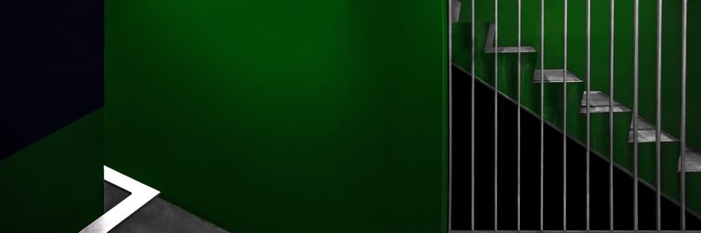 Dark Green Stair Perspective by Gilbert Claes — canvas wall art