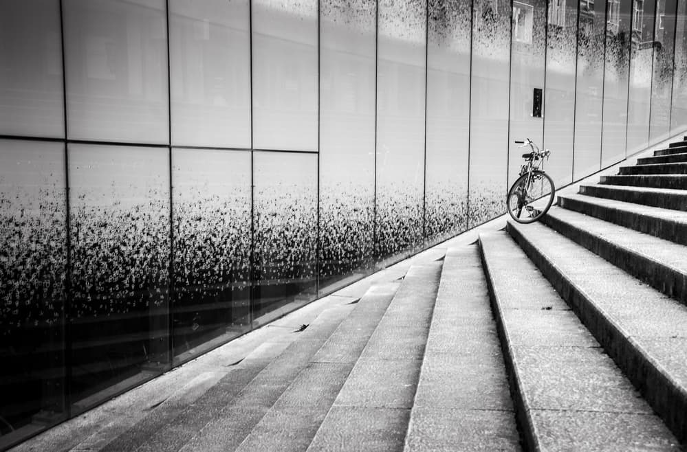 Bicycle Urban Stairs by Hilde Ghesquiere — canvas wall art