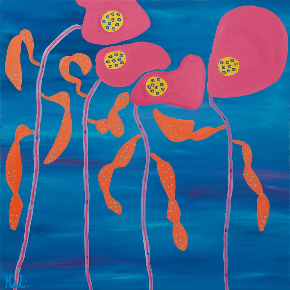 Vibrant Underwater Flowers by Helen Joynson — canvas wall art