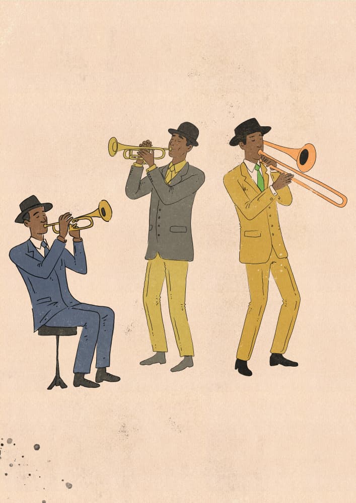 Retro Jazz Band by Nicholas — canvas wall art