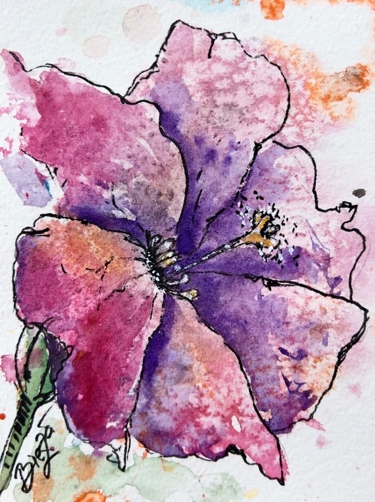 Vibrant Watercolor Hibiscus by Anda Bieza — canvas wall art