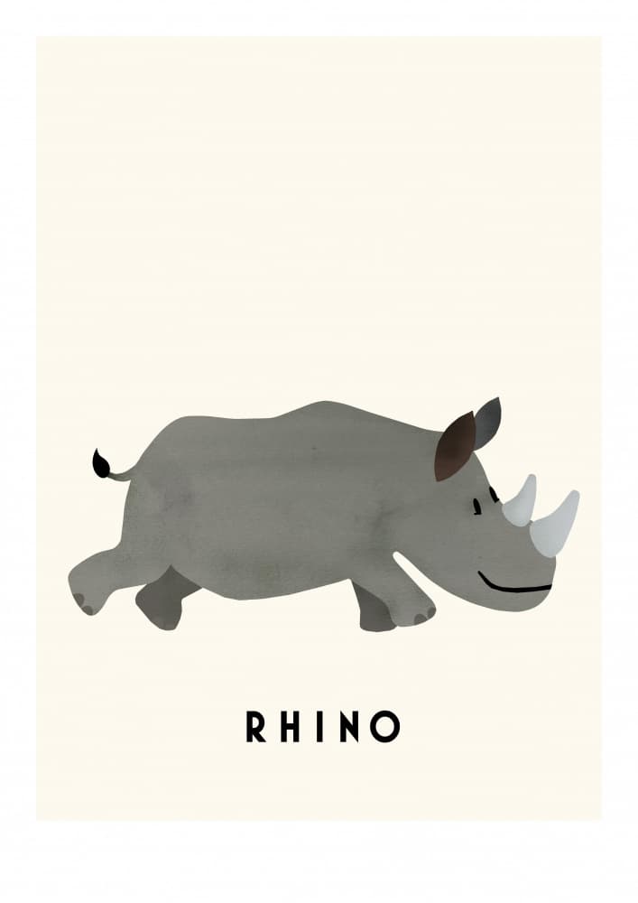 Happy Running Rhino by Erik Wintzell — canvas wall art