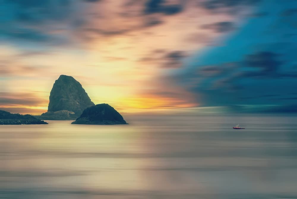 Blurred Island Sunset Seascape by MingLun Tsai (蔡明倫) — canvas wall art
