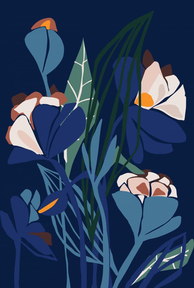 Abstract Blue Blooms by Annick — canvas wall art