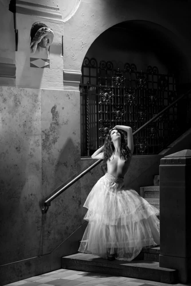 Elegant Staircase Figure by Angéla Vicedomini — canvas wall art