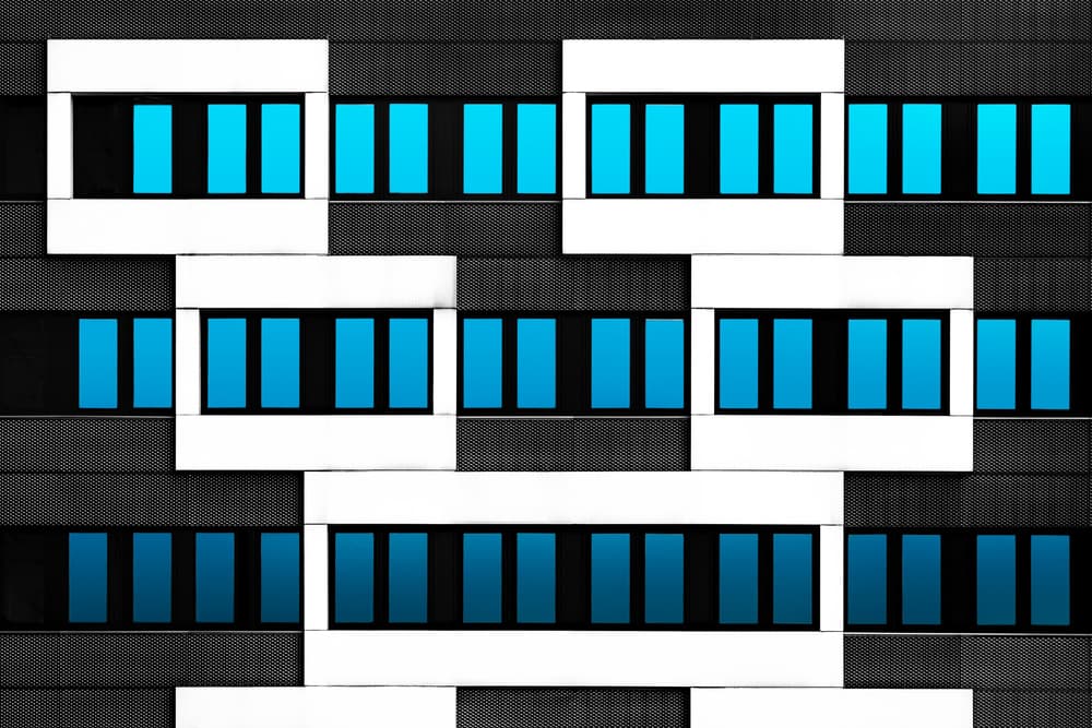 Geometric Blue Windows by Hans-Wolfgang Hawerkamp — canvas wall art