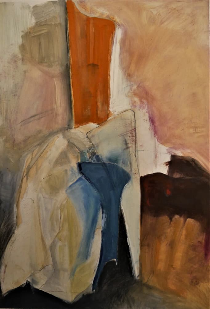 Orange Blue Abstract Forms by Doris Schmitz — canvas wall art